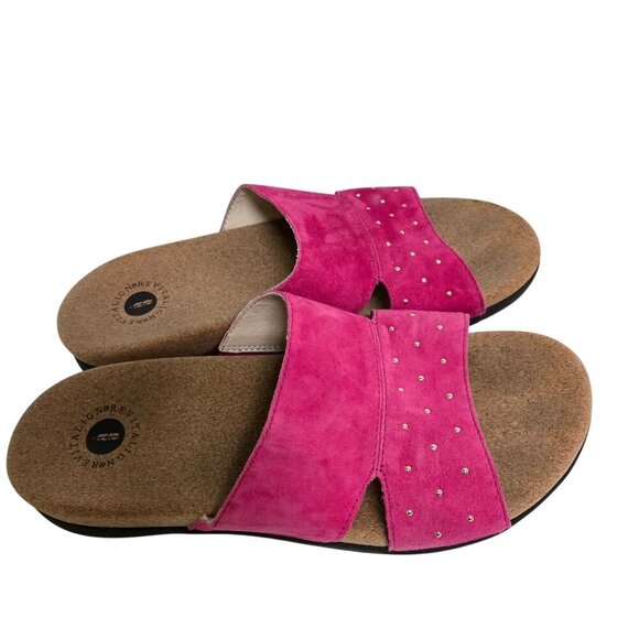 Revitalign Orthotic Suede Slide Sandals Lucy Stud Pink Size 10D(Extra Wide) - Picture 2 of 11